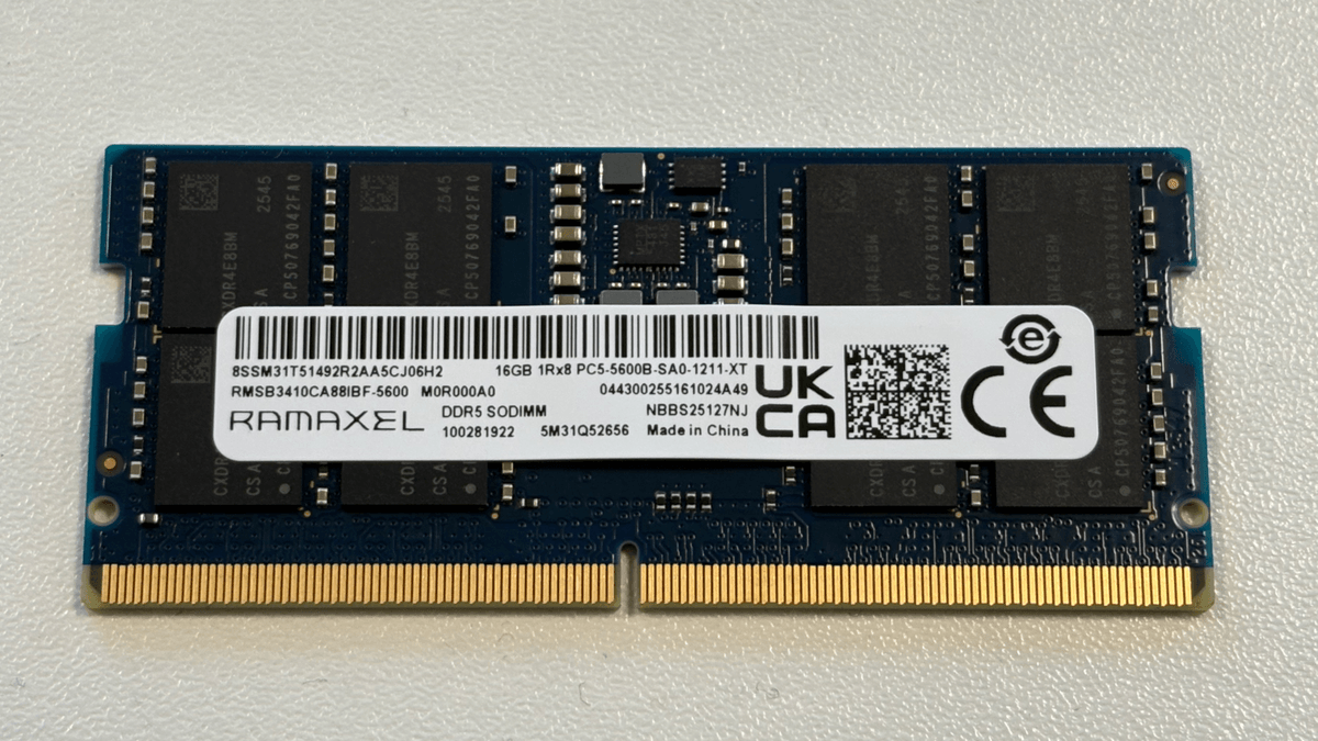 Public-domain image of a DDR5-5600 SO-DIMM fitted with CXMT memory modules